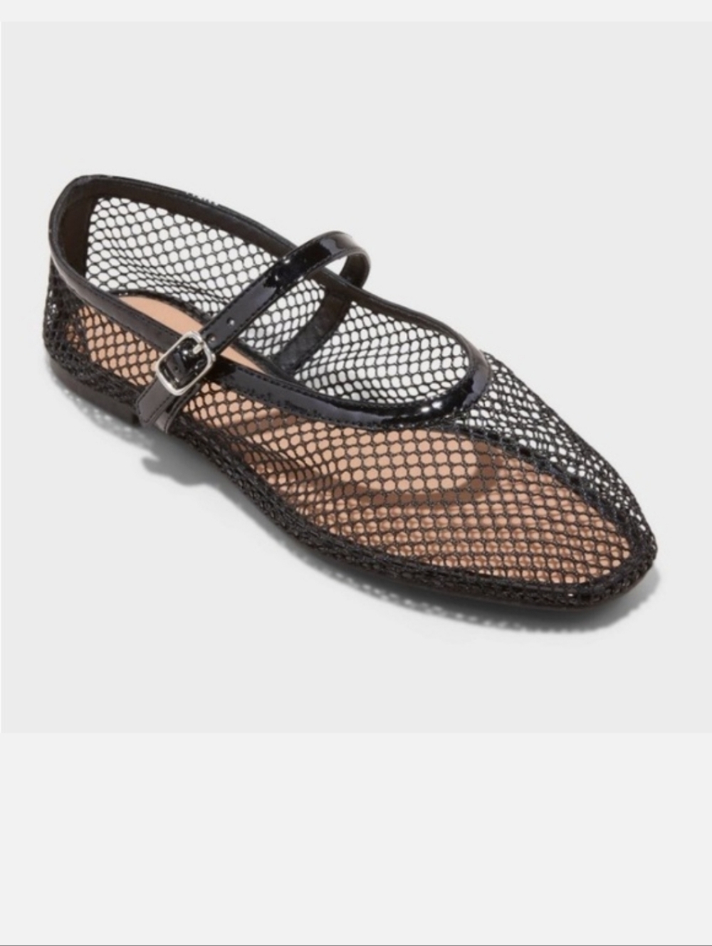 A New Day Black Mesh Mary Jane Style Flats Size 8 - "Issa"